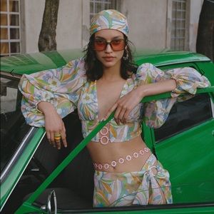 For Love & Lemons Guinevere Crop Top in Green